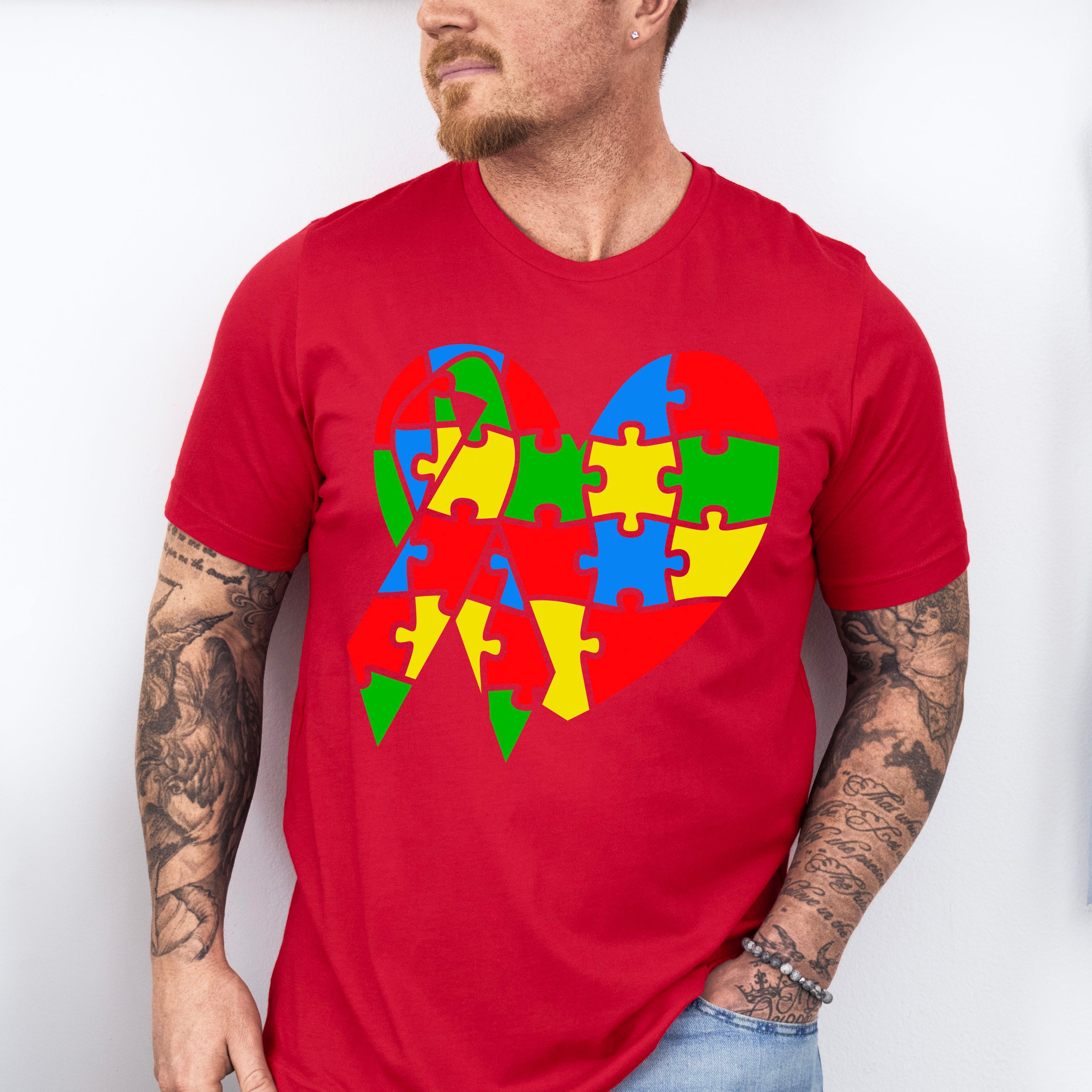 Autism Heart and Ribbon, Autism Theme T-shirt, Hoodie, Sweatshirt