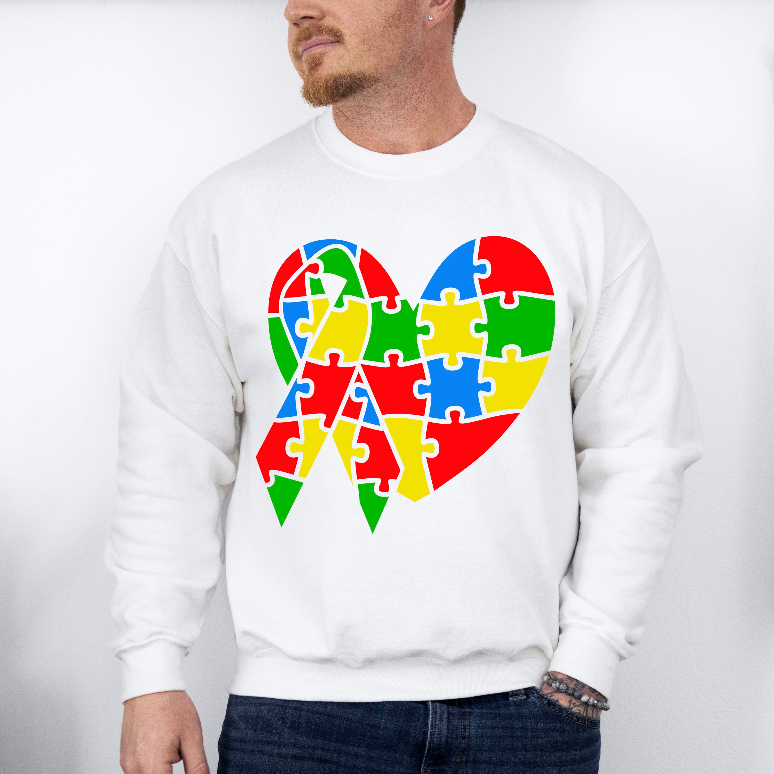 Autism Heart and Ribbon, Autism Theme T-shirt, Hoodie, Sweatshirt