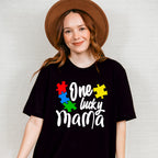 One Lucky Mama, Autism Theme T-shirt, Hoodie, Sweatshirt