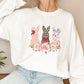 Trio Bunny Easter Day Unisex Crewneck T-Shirt Sweatshirt Hoodie