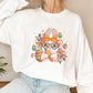 Easter Floral Bunny Easter Day Unisex Crewneck T-Shirt Sweatshirt Hoodie