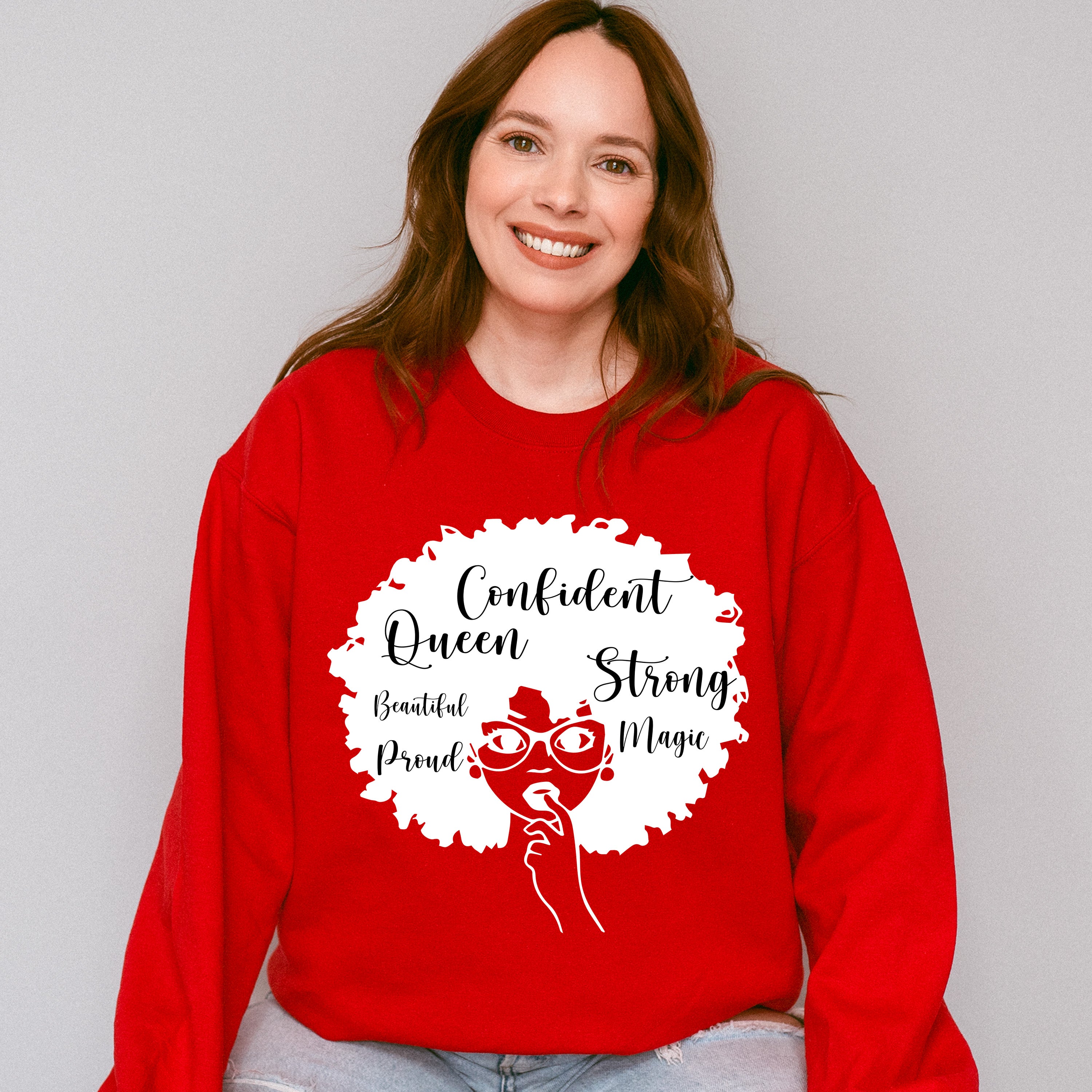 Afro Queen Glasses Design Juneteenth Unisex Crewneck T-Shirt Sweatshirt Hoodie