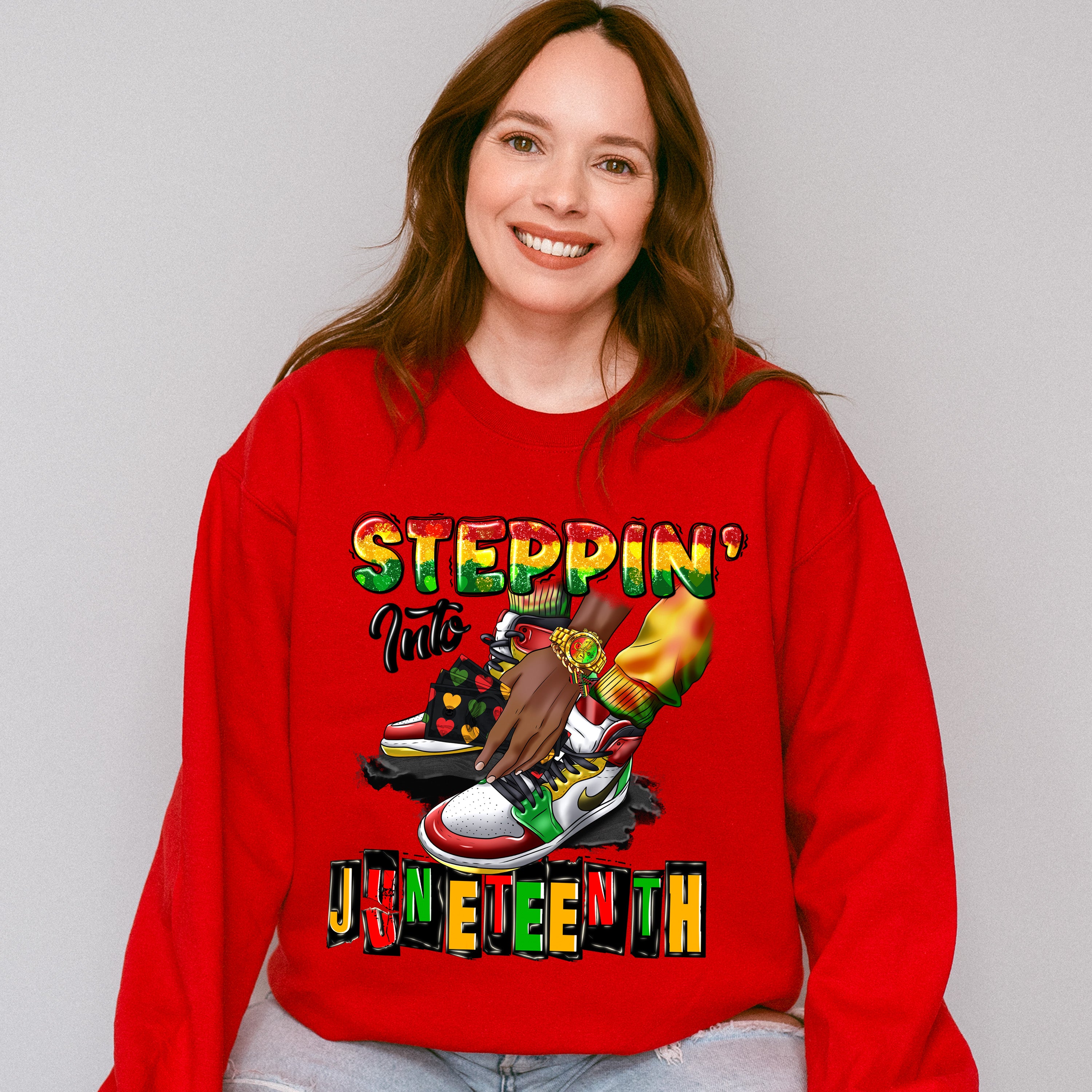 Steppin' Into Juneteenth - Juneteenth Unisex Crewneck T-Shirt Sweatshirt Hoodie