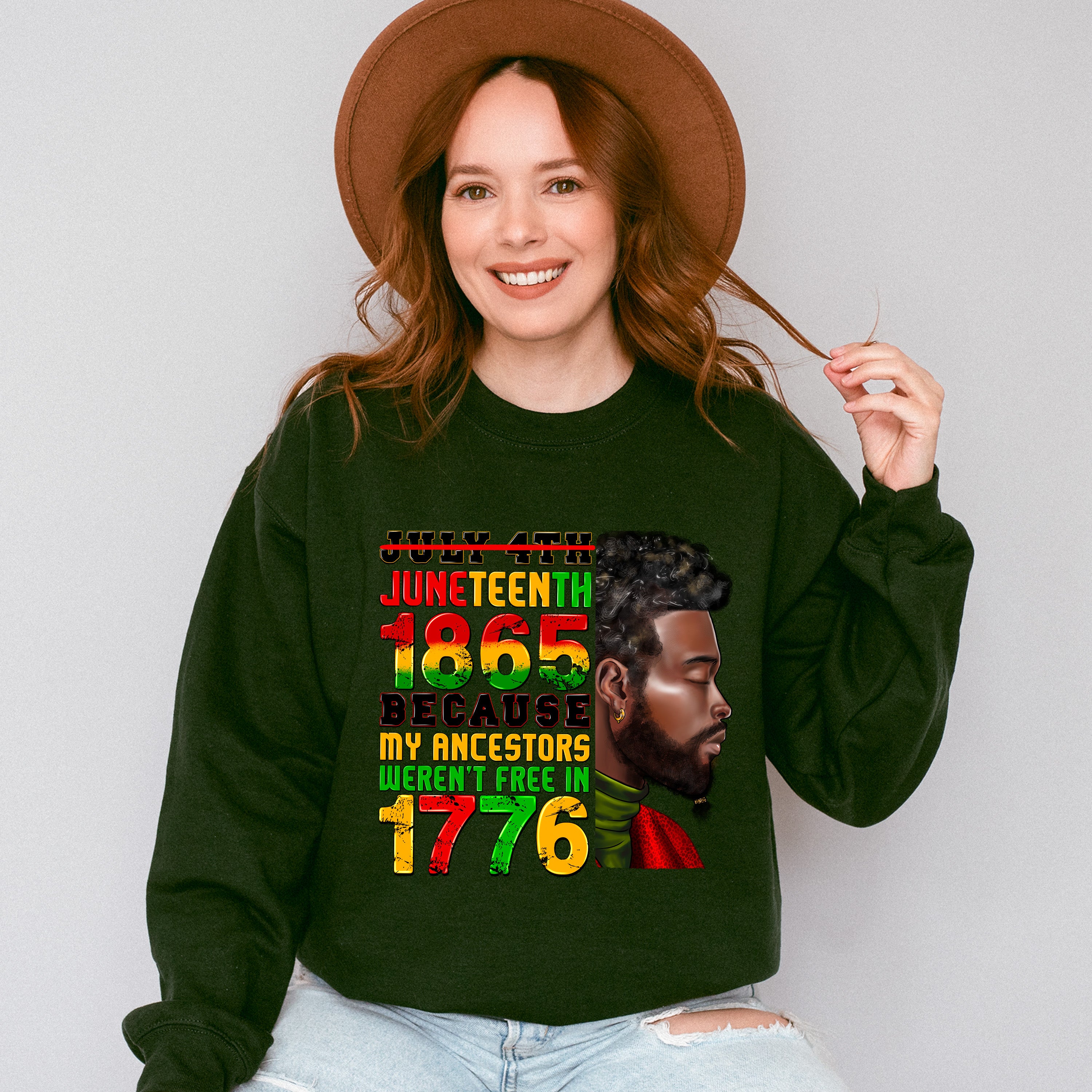 Juneteenth 1865 Because My Ancestors Were Not Free In 1776 - Juneteenth Unisex Crewneck T-Shirt Sweatshirt Hoodie