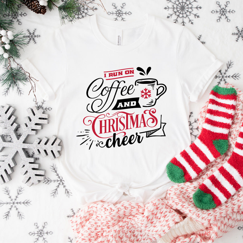 I Run On Coffee And Christmas Cheer Design - Christmas Unisex Crewneck T-Shirt Sweatshirt Hoodie