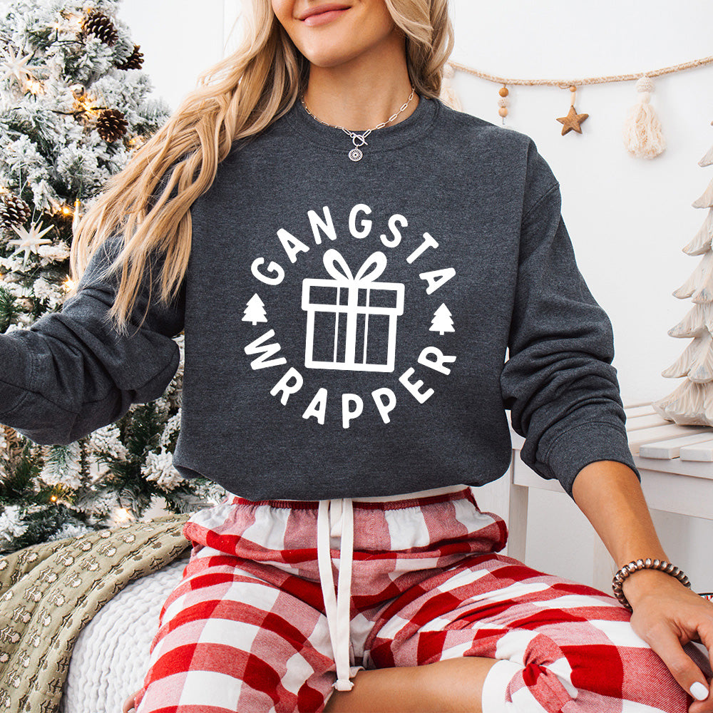 Gangsta Wrapper Design - Christmas Unisex Crewneck T-Shirt Sweatshirt Hoodie