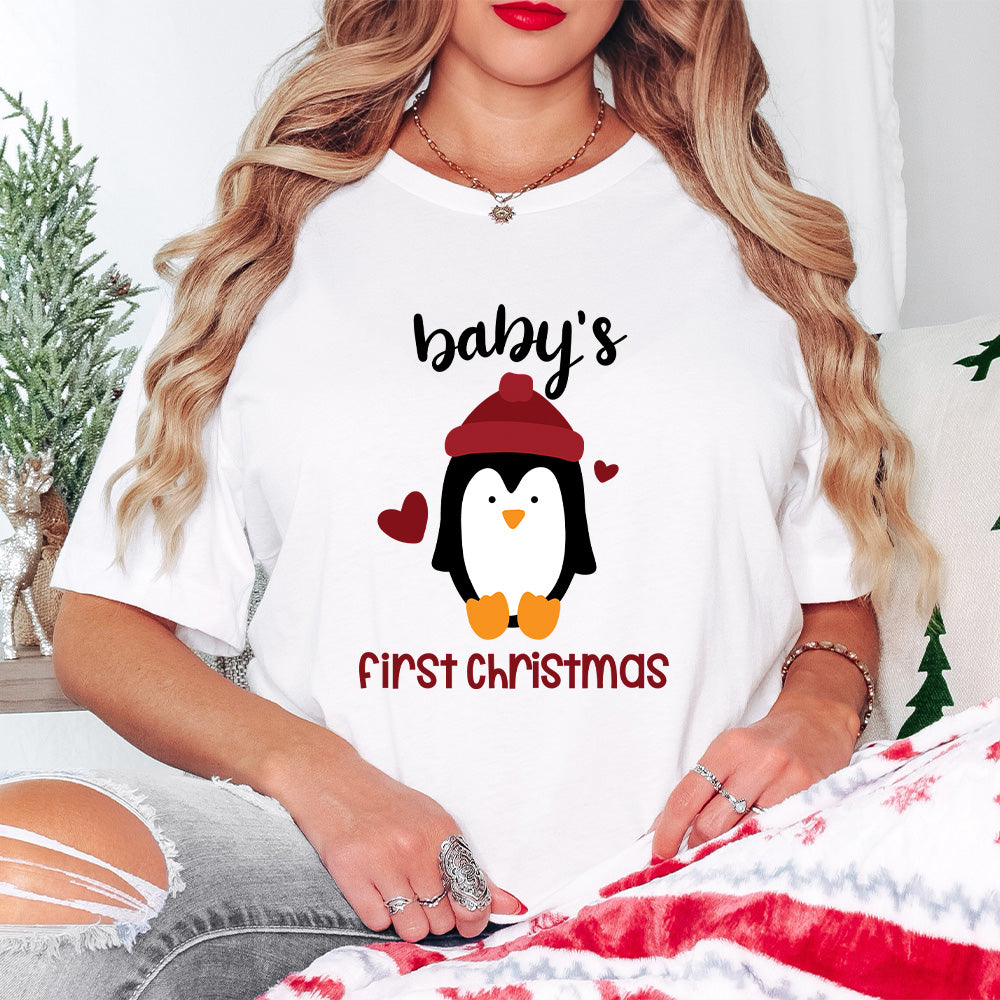 Baby's First Christmas Penguin Design - Christmas Unisex Crewneck T-Shirt Sweatshirt Hoodie