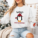 Baby's First Christmas Penguin Design - Christmas Unisex Crewneck T-Shirt Sweatshirt Hoodie