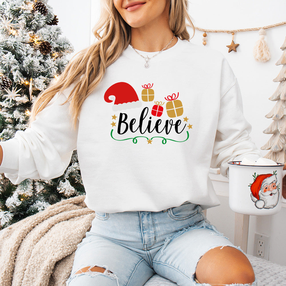 Believe Santa Design - Christmas Unisex Crewneck T-Shirt Sweatshirt Hoodie