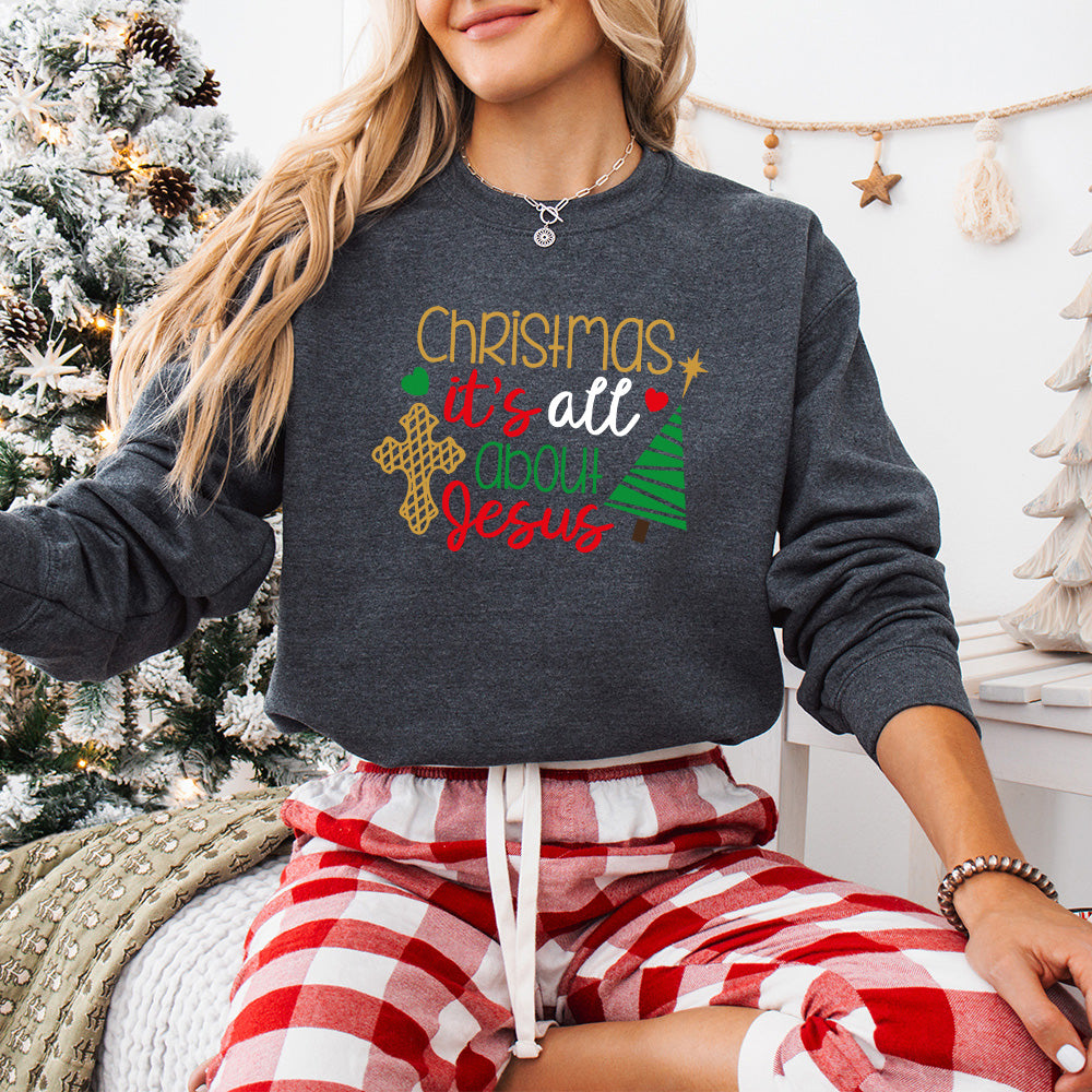Christmas It's All About Jesus Design - Christmas Unisex Crewneck T-Shirt Sweatshirt Hoodie