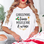 Christmas Time Mistletoe Wine Design - Christmas Unisex Crewneck T-Shirt Sweatshirt Hoodie