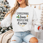 Christmas Time Mistletoe Wine Design - Christmas Unisex Crewneck T-Shirt Sweatshirt Hoodie