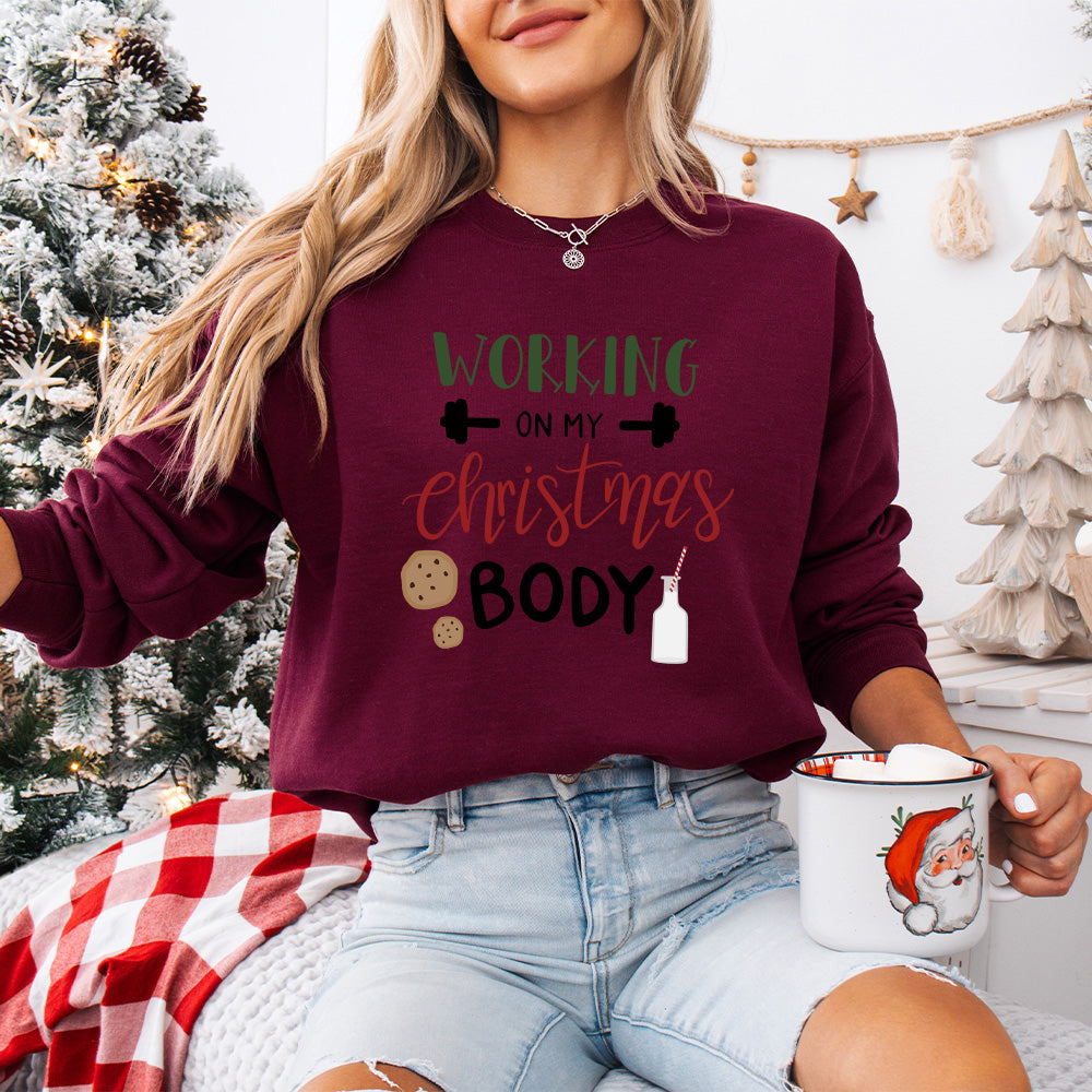 Working On My Christmas Body Design - Christmas Unisex Crewneck T-Shirt Sweatshirt Hoodie