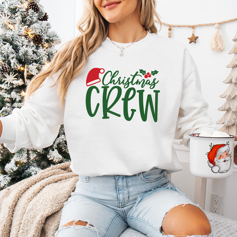 Christmas Crew Santa Hat Design - Christmas Unisex Crewneck T-Shirt Sweatshirt Hoodie