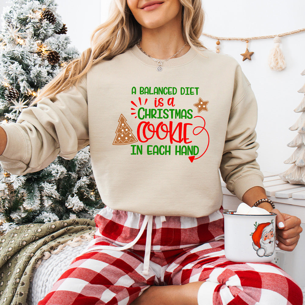 A Balanced Diet is a Christmas Cookie In Each Hand - Christmas Unisex Crewneck T-Shirt Sweatshirt Hoodie