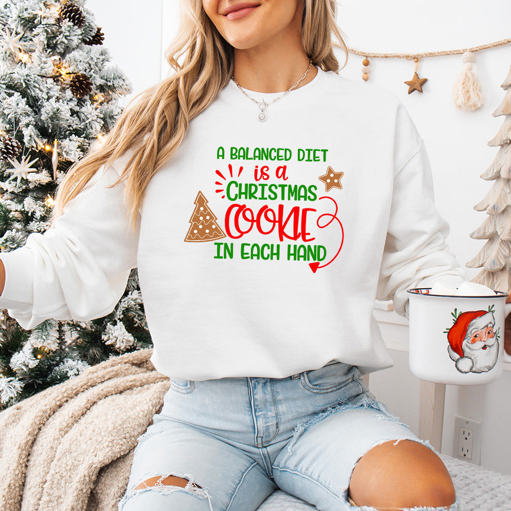 A Balanced Diet is a Christmas Cookie In Each Hand - Christmas Unisex Crewneck T-Shirt Sweatshirt Hoodie