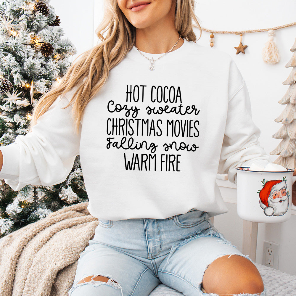 Hot Cocoa Christmas Movies Warm Fire - Christmas Unisex Crewneck T-Shirt Sweatshirt Hoodie
