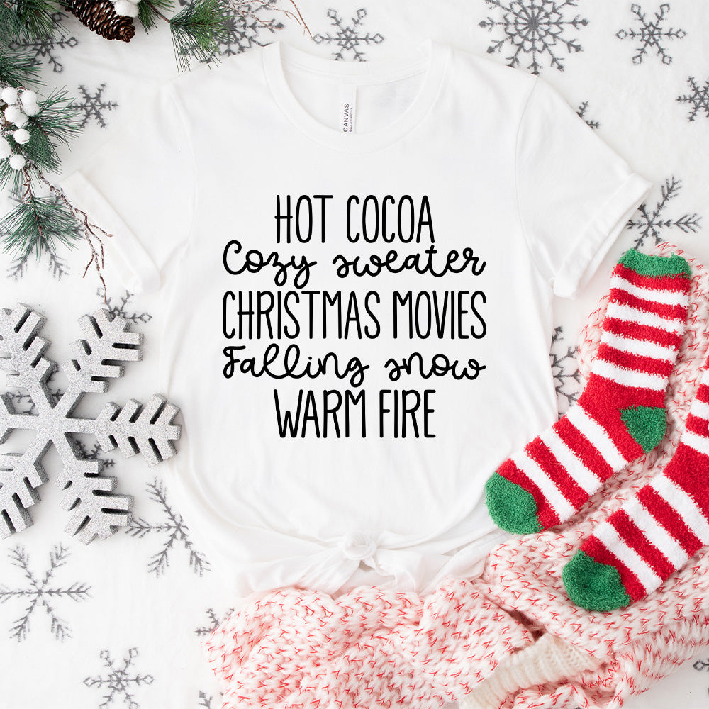 Hot Cocoa Christmas Movies Warm Fire - Christmas Unisex Crewneck T-Shirt Sweatshirt Hoodie