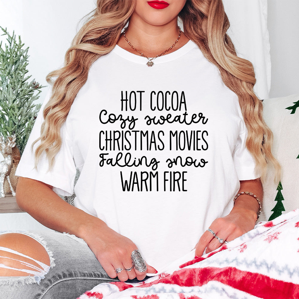 Hot Cocoa Christmas Movies Warm Fire - Christmas Unisex Crewneck T-Shirt Sweatshirt Hoodie