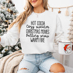 Hot Cocoa Christmas Movies Warm Fire - Christmas Unisex Crewneck T-Shirt Sweatshirt Hoodie