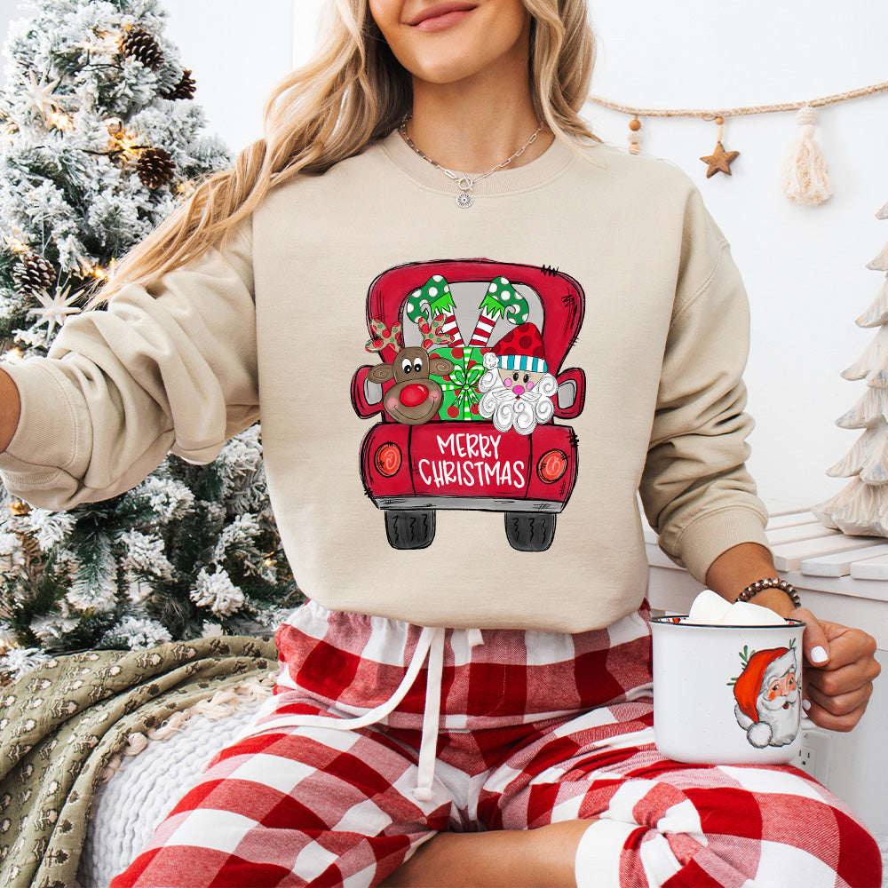 Merry Christmas Santa Truck - Christmas Unisex Crewneck T-Shirt Sweatshirt Hoodie