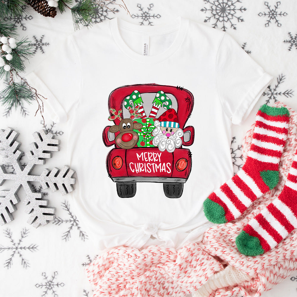 Merry Christmas Santa Truck - Christmas Unisex Crewneck T-Shirt Sweatshirt Hoodie