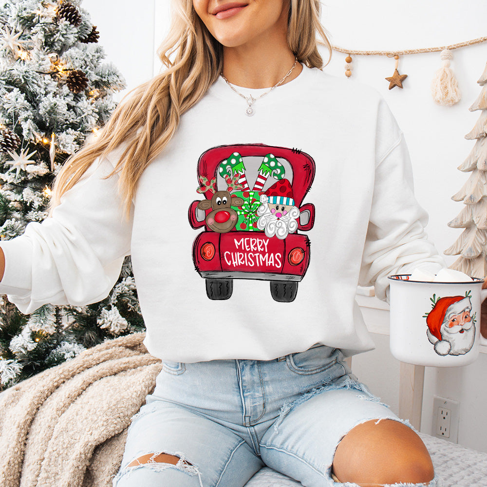 Merry Christmas Santa Truck - Christmas Unisex Crewneck T-Shirt Sweatshirt Hoodie