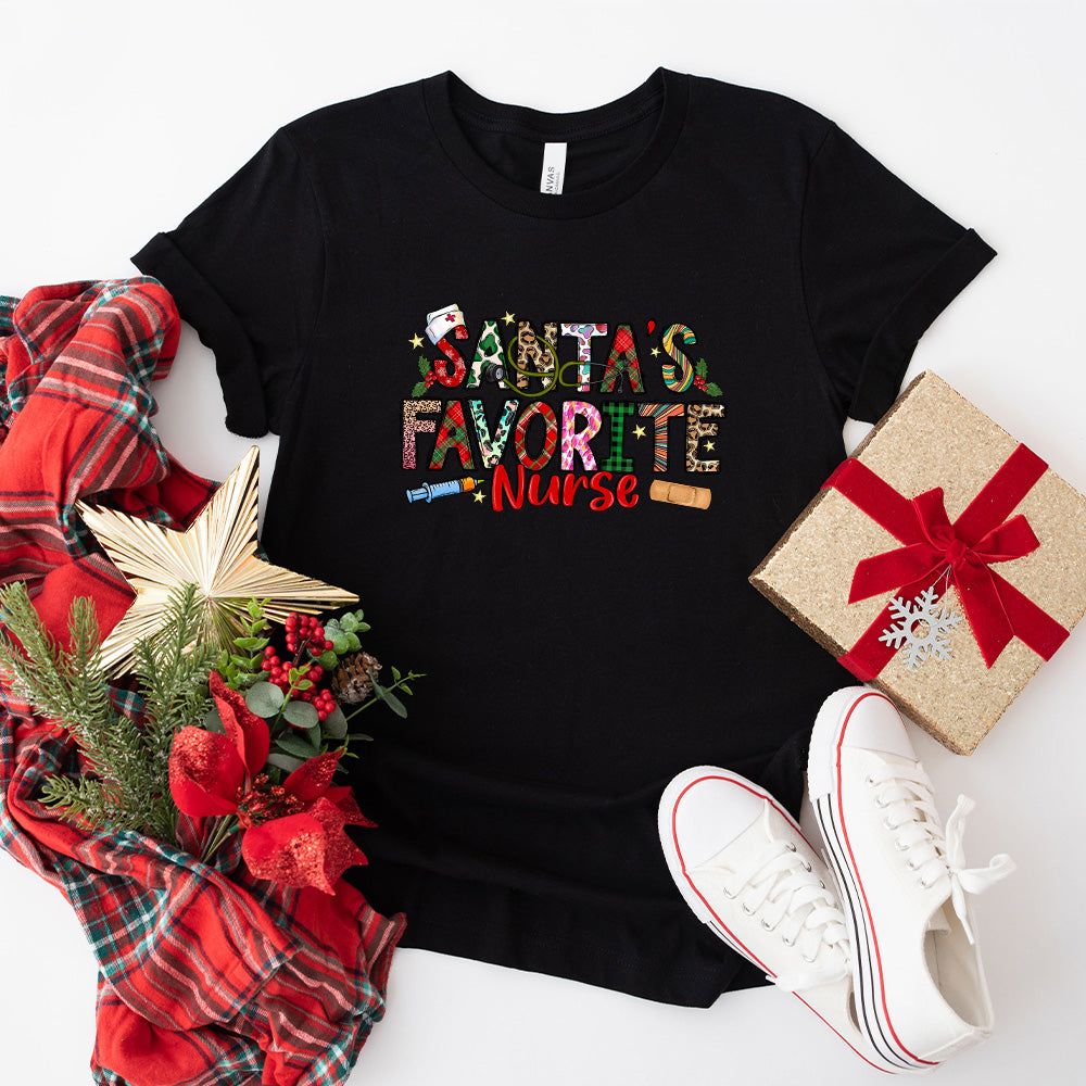 Santa's Favorite Nurse - Christmas Unisex Crewneck T-Shirt Sweatshirt Hoodie