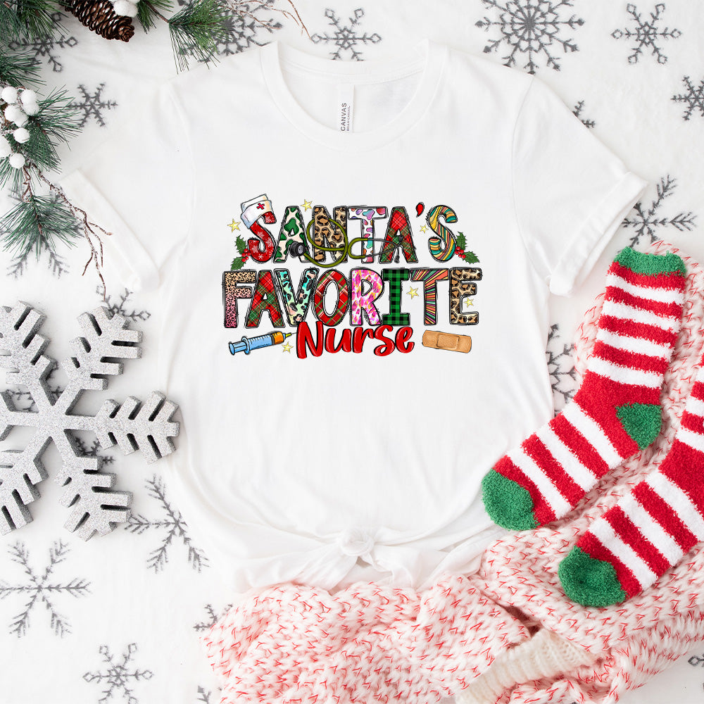 Santa's Favorite Nurse - Christmas Unisex Crewneck T-Shirt Sweatshirt Hoodie