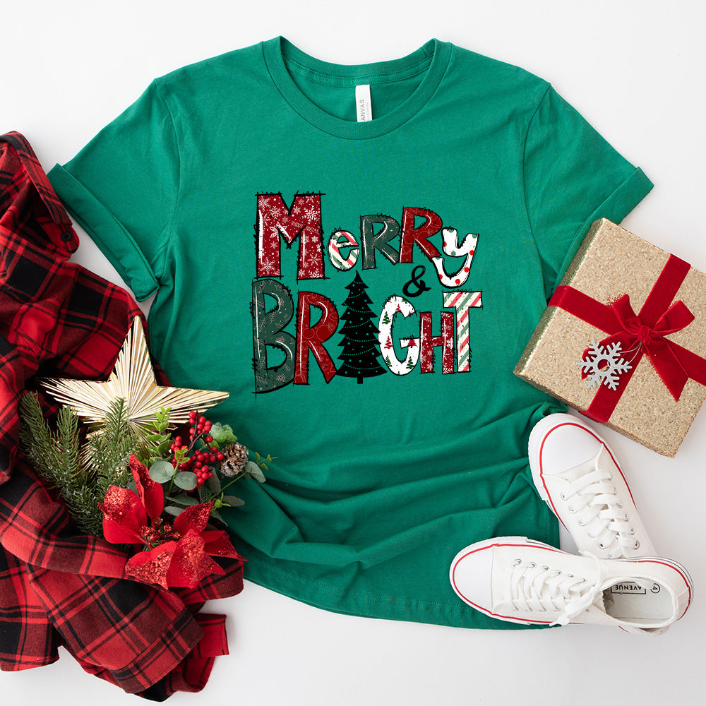 Merry Bright Tree - Christmas Unisex Crewneck T-Shirt Sweatshirt Hoodie