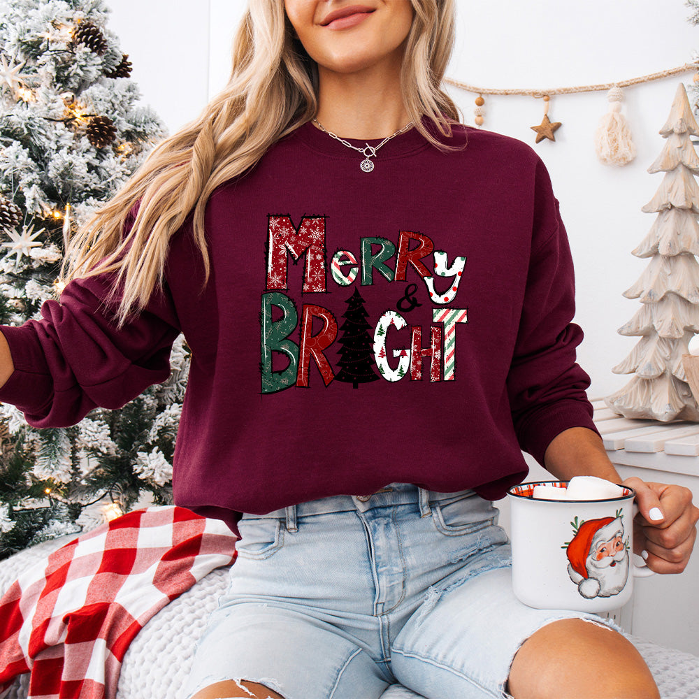 Merry Bright Tree - Christmas Unisex Crewneck T-Shirt Sweatshirt Hoodie