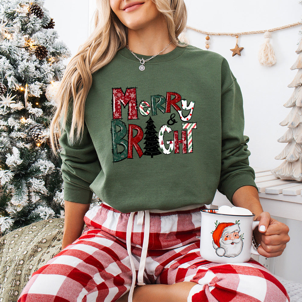Merry Bright Tree - Christmas Unisex Crewneck T-Shirt Sweatshirt Hoodie