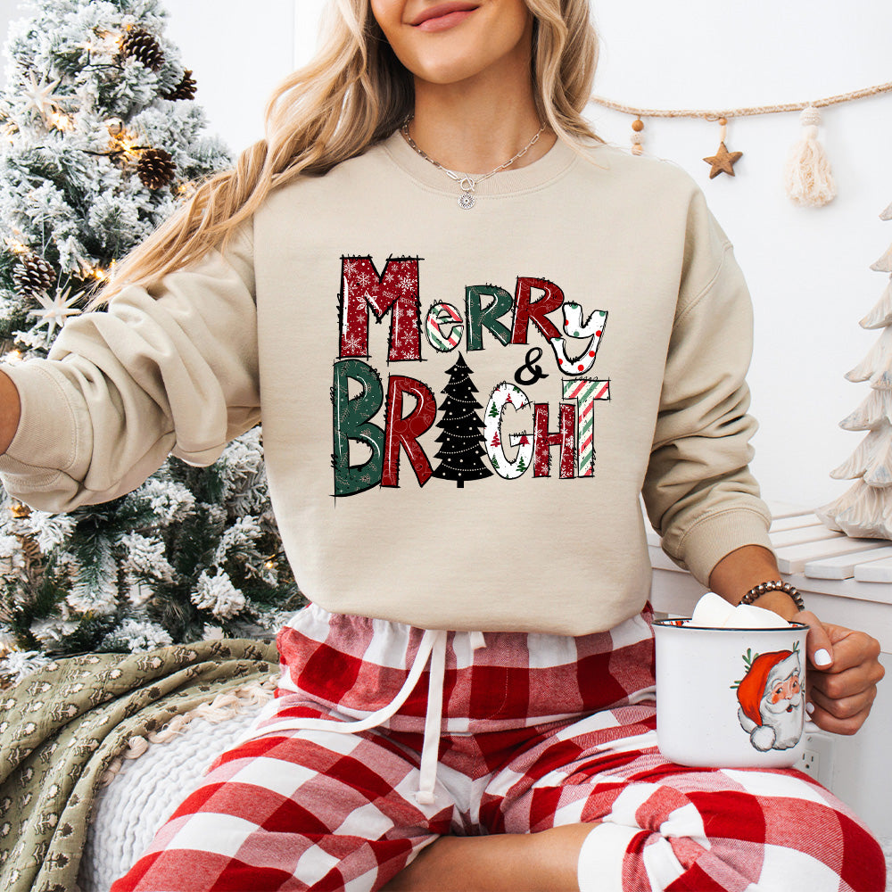 Merry Bright Tree - Christmas Unisex Crewneck T-Shirt Sweatshirt Hoodie