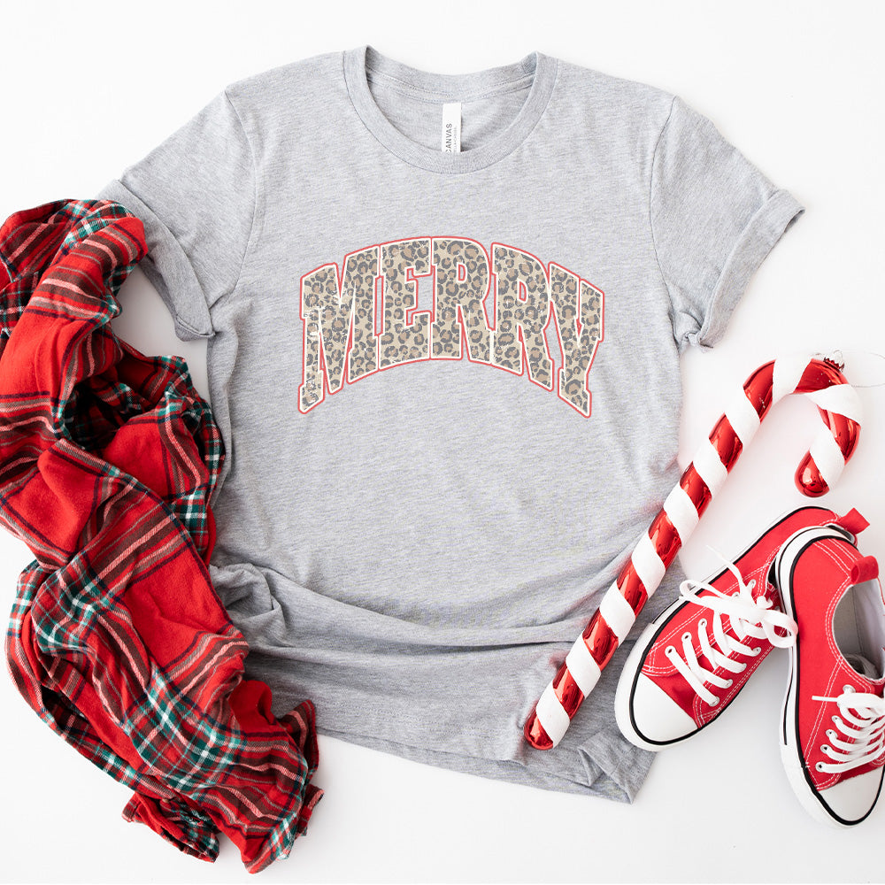 Merry Leopard Design - Christmas Unisex Crewneck T-Shirt Sweatshirt Hoodie