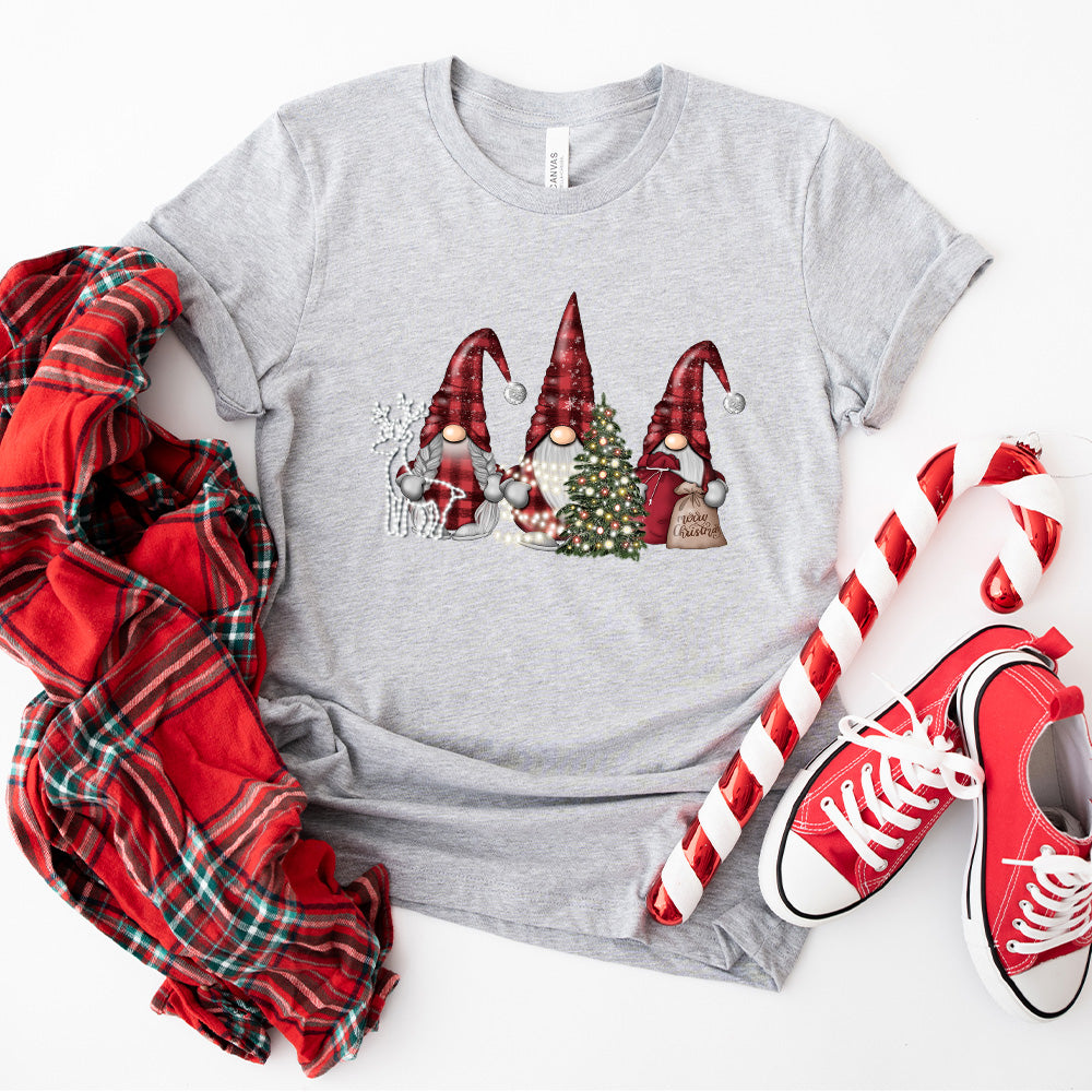 Merry Christmas Plaid Gnomes Design - Christmas Unisex Crewneck T-Shirt Sweatshirt Hoodie