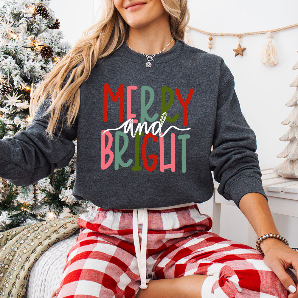 Merry and Bright Design - Christmas Unisex Crewneck T-Shirt Sweatshirt Hoodie