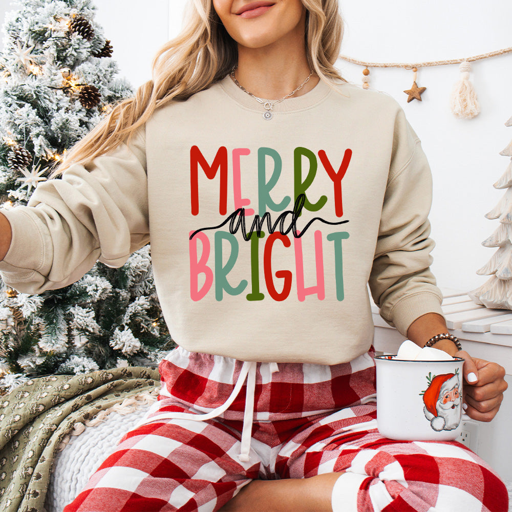 Merry and Bright Design - Christmas Unisex Crewneck T-Shirt Sweatshirt Hoodie