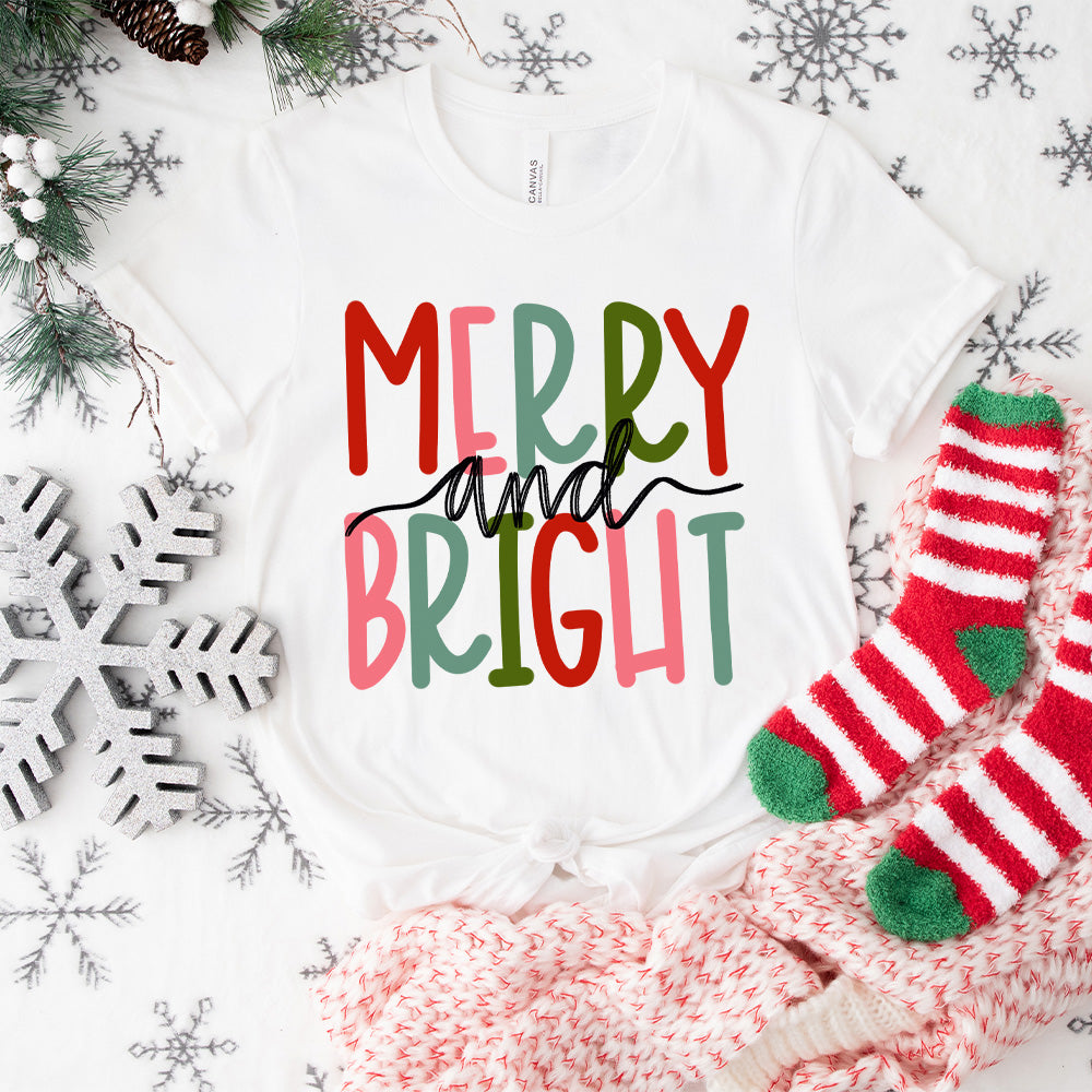 Merry and Bright Design - Christmas Unisex Crewneck T-Shirt Sweatshirt Hoodie