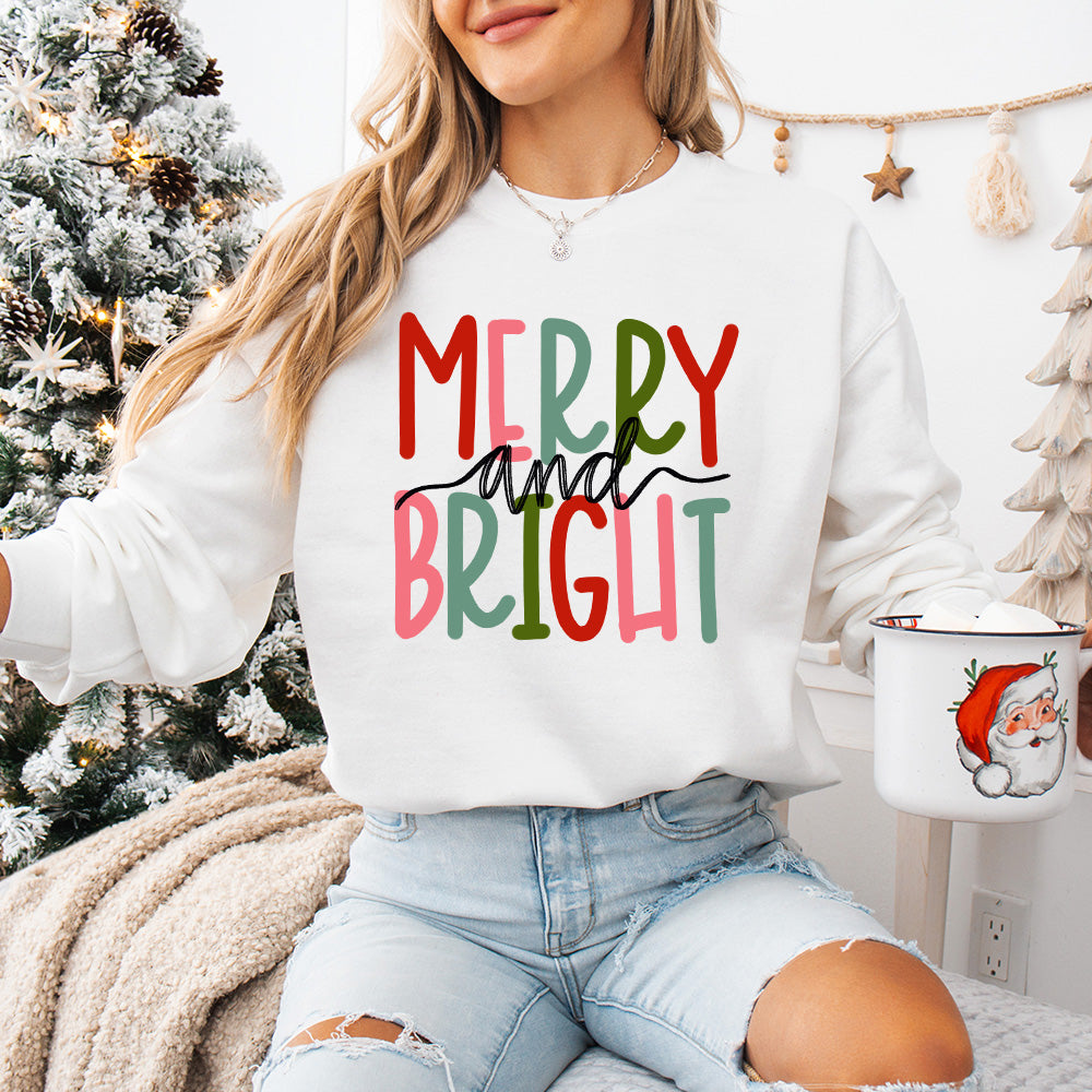 Merry and Bright Design - Christmas Unisex Crewneck T-Shirt Sweatshirt Hoodie