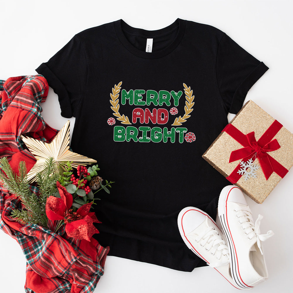 Merry and Bright - Christmas Unisex Crewneck T-Shirt Sweatshirt Hoodie