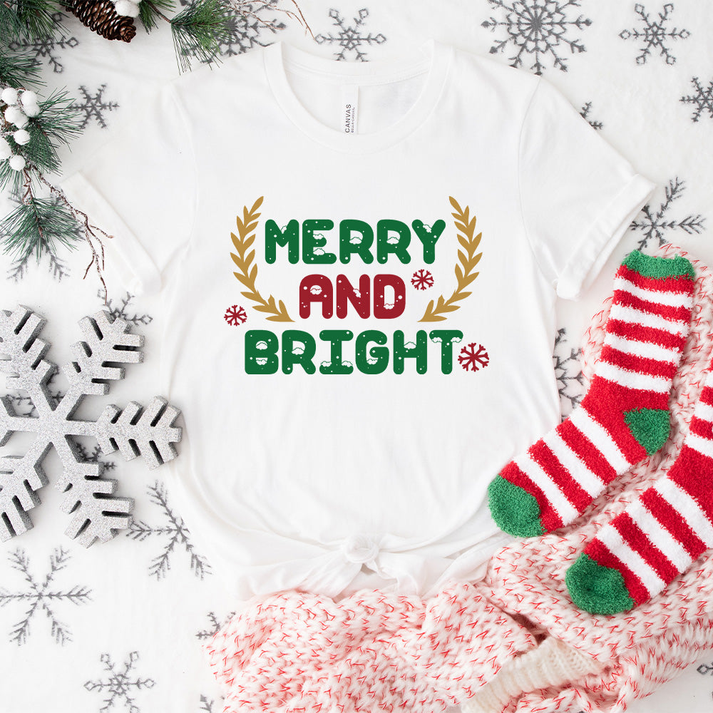 Merry and Bright - Christmas Unisex Crewneck T-Shirt Sweatshirt Hoodie