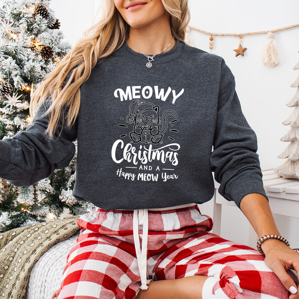 Meowy Christmas And a Happy Meow Year - Christmas Unisex Crewneck T-Shirt Sweatshirt Hoodie