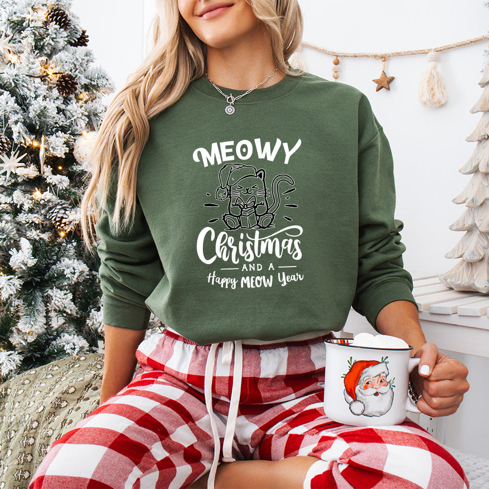 Meowy Christmas And a Happy Meow Year - Christmas Unisex Crewneck T-Shirt Sweatshirt Hoodie
