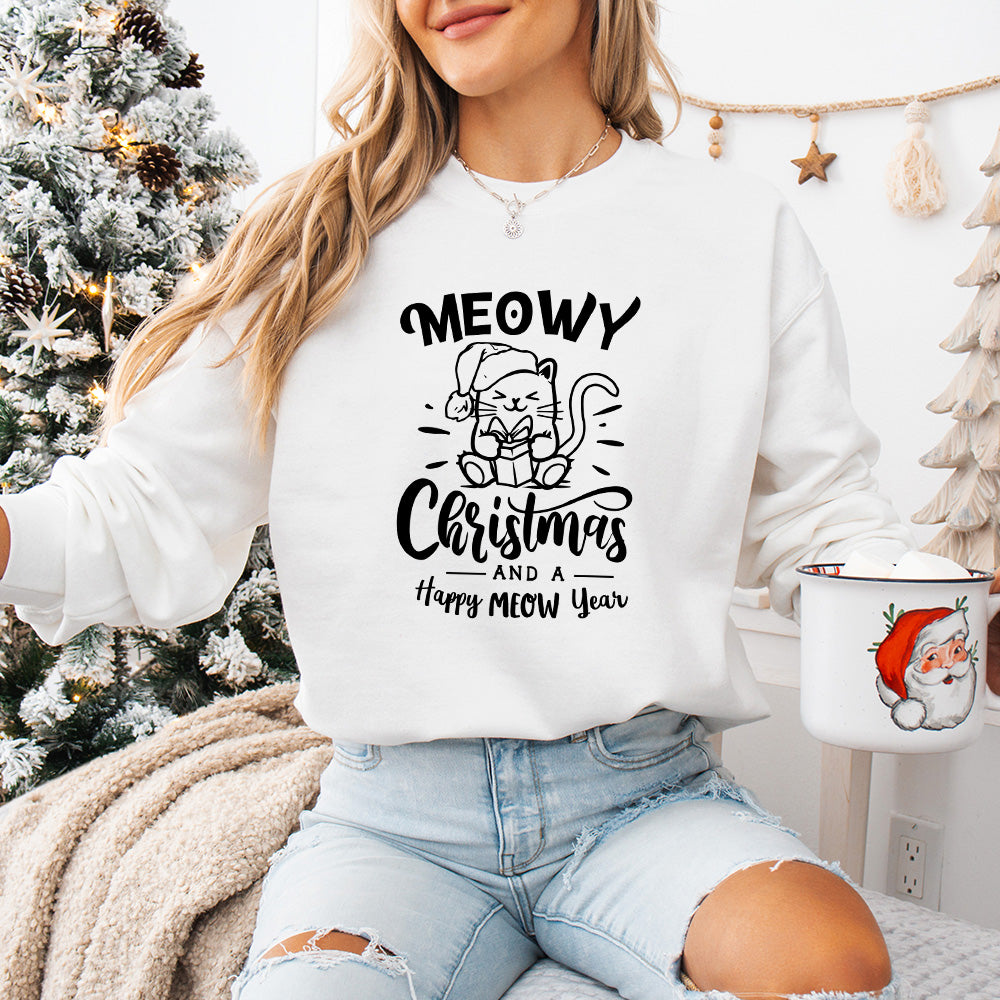 Meowy Christmas And a Happy Meow Year - Christmas Unisex Crewneck T-Shirt Sweatshirt Hoodie