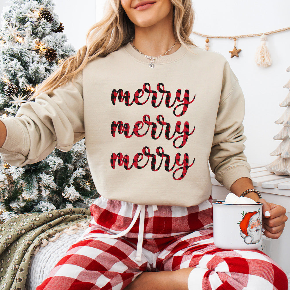 Merry Merry Merry Design - Christmas Unisex Crewneck T-Shirt Sweatshirt Hoodie