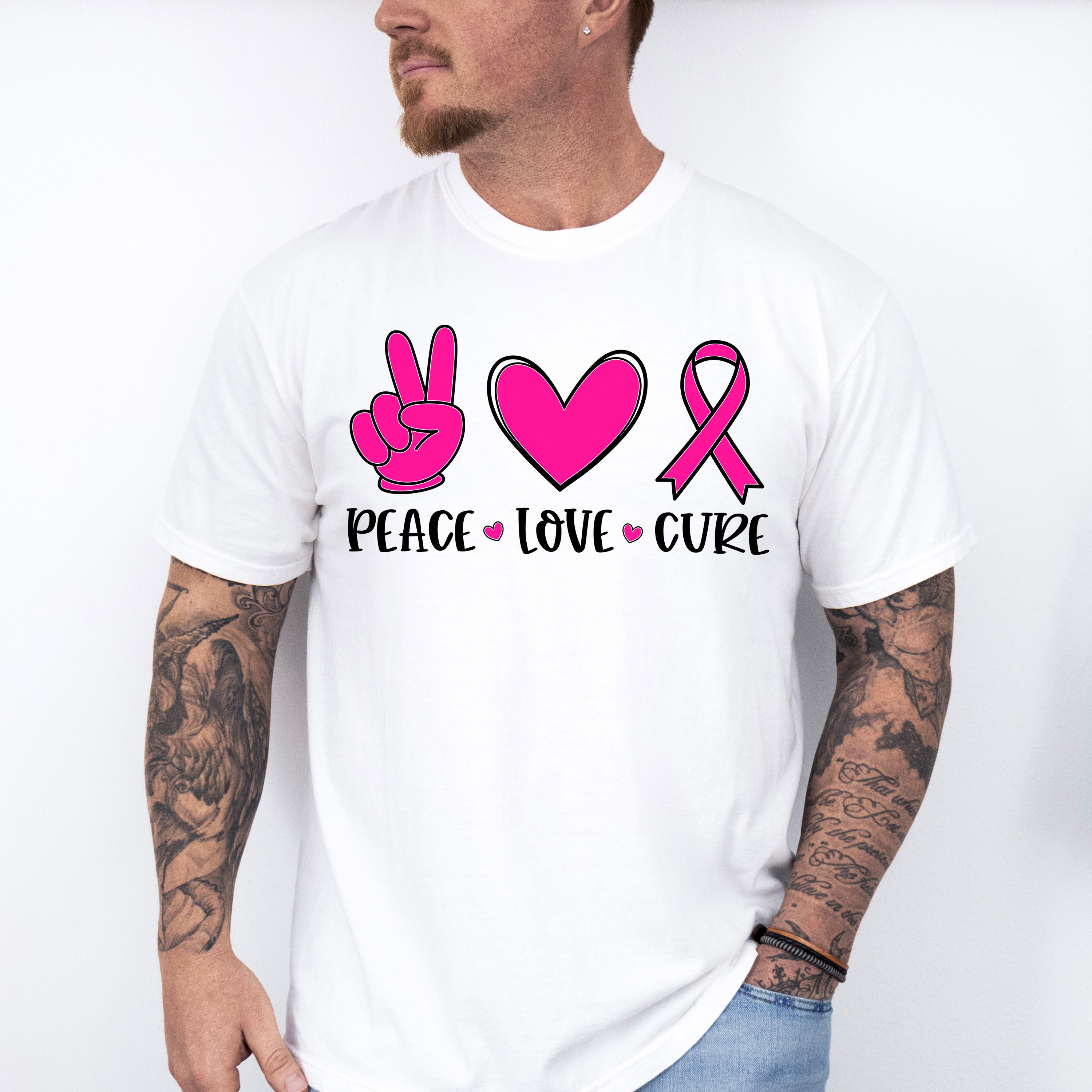 Peace, Love , Cure ,Cancer Theme T-shirt, Hoodie, Sweatshirt