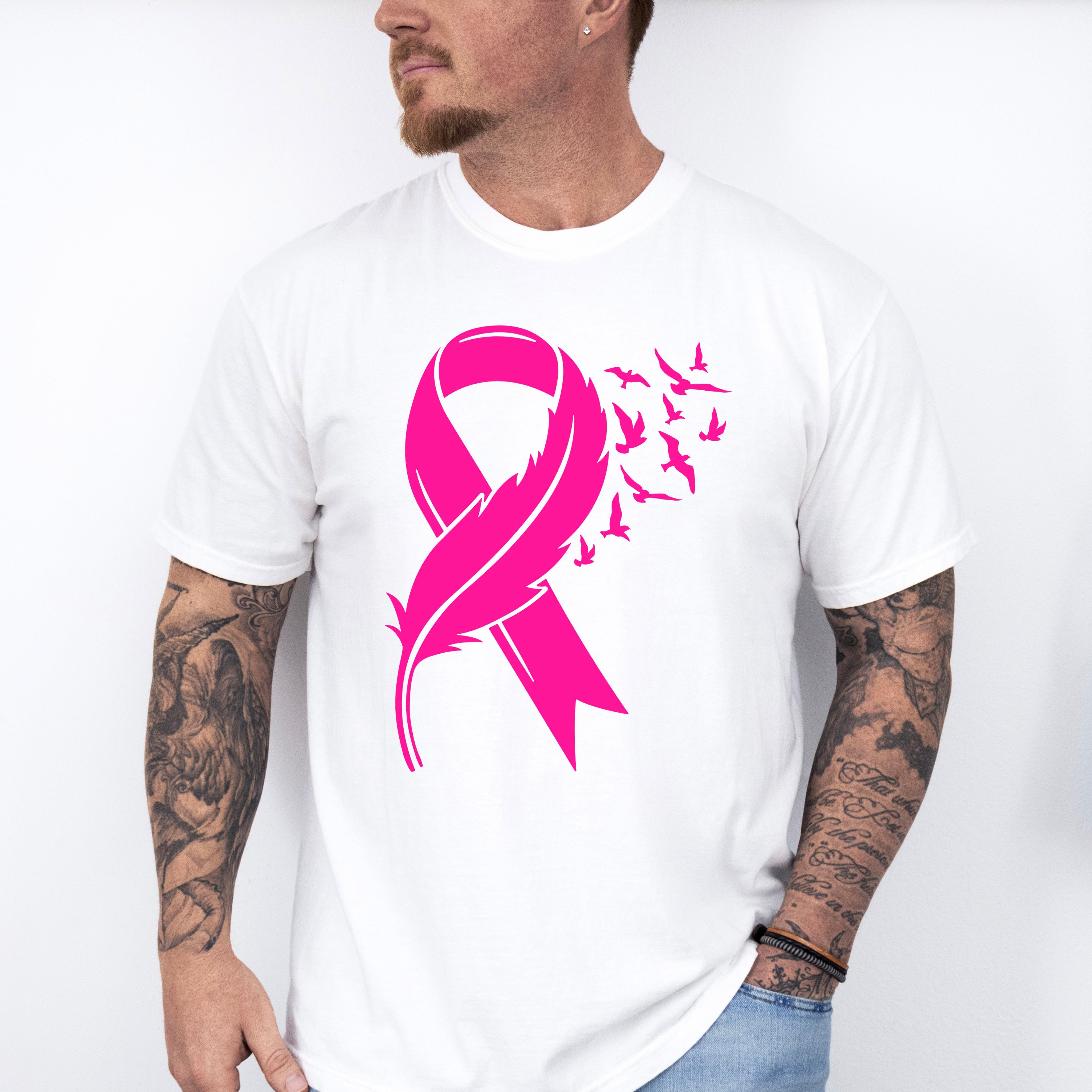 Birds and Ribbon , Cure ,Cancer Theme T-shirt, Hoodie, Sweatshirt