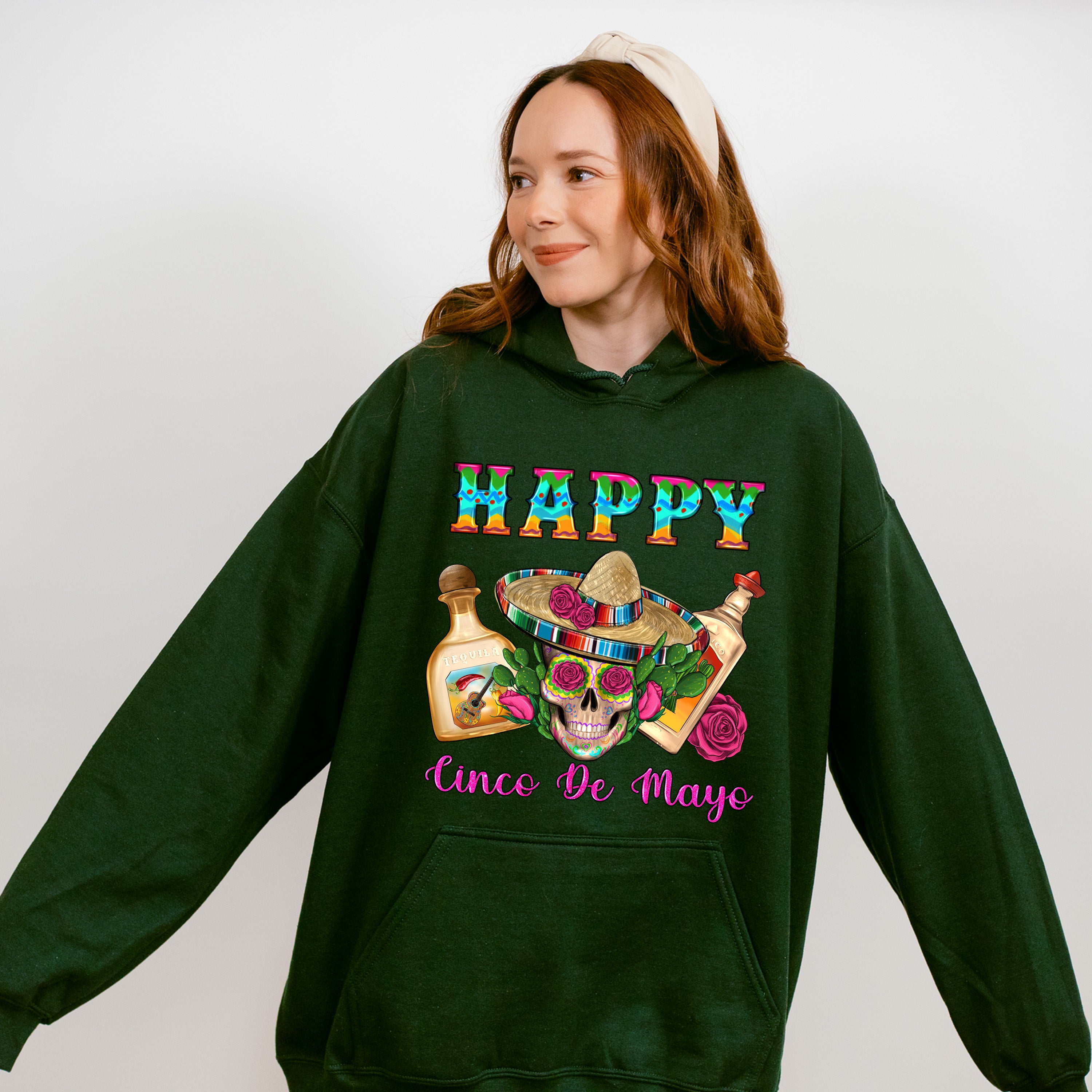 Happy Mexican Skull Cinco De Mayo Unisex Crewneck T-Shirt Sweatshirt Hoodie