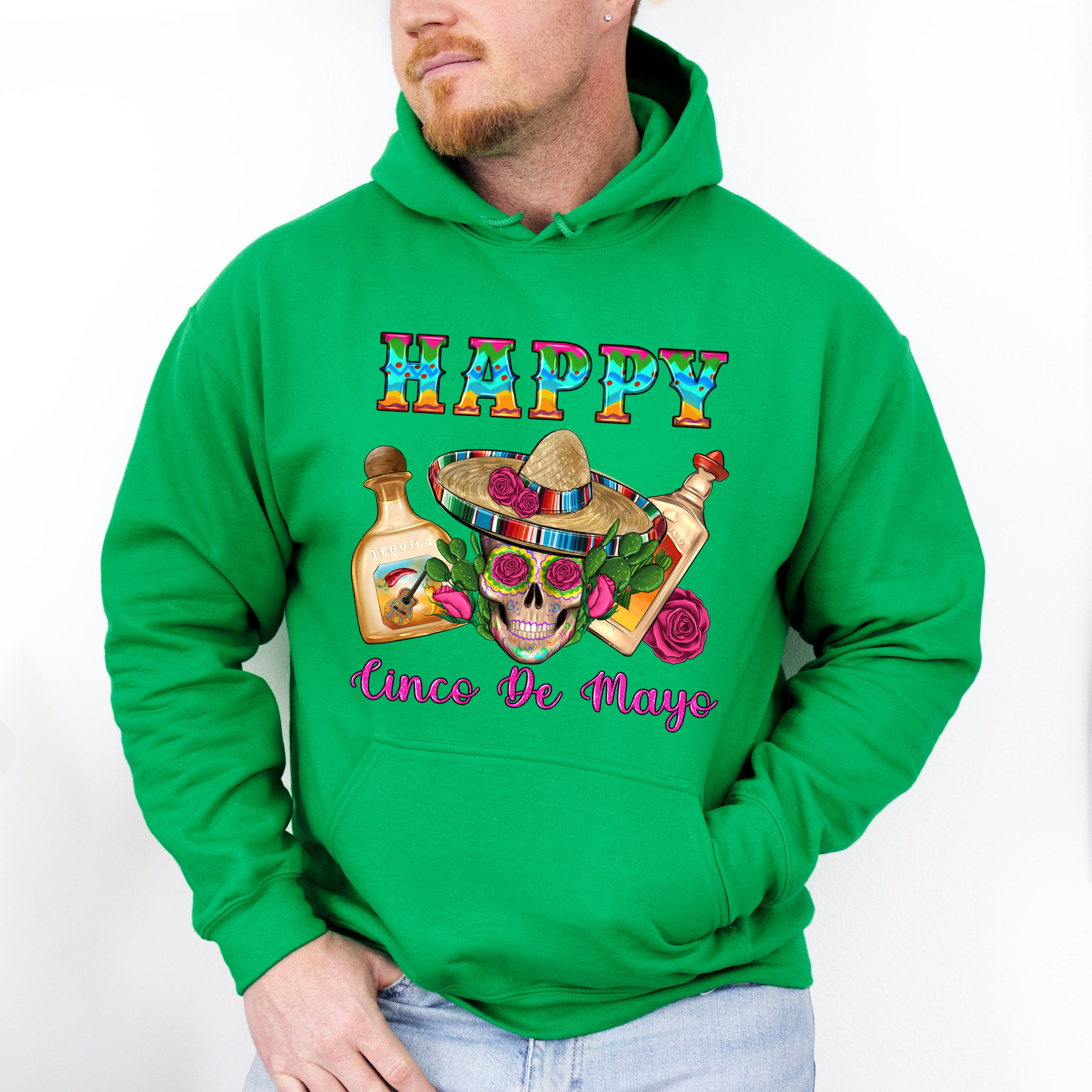 Happy Mexican Skull Cinco De Mayo Unisex Crewneck T-Shirt Sweatshirt Hoodie