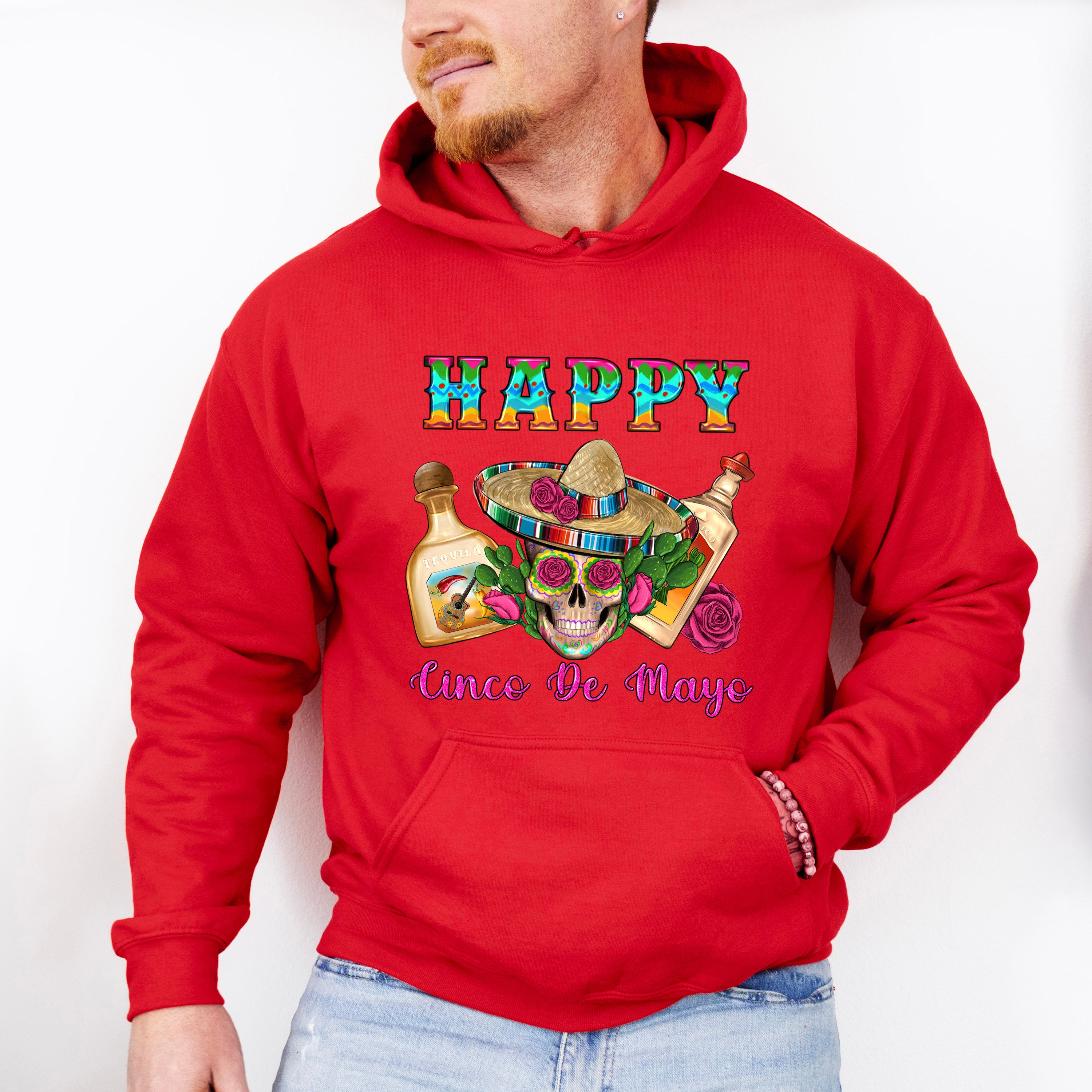 Happy Mexican Skull Cinco De Mayo Unisex Crewneck T-Shirt Sweatshirt Hoodie